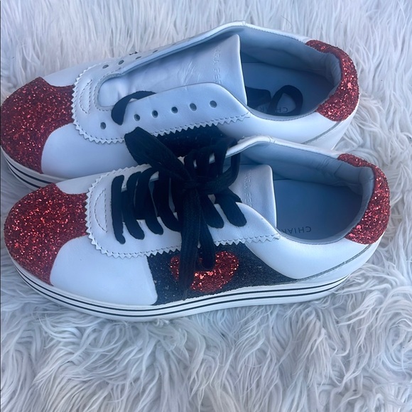 Red Glitter Sneakers with Black Laces. Chiara Ferragni. Size 36 - Picture 6 of 10